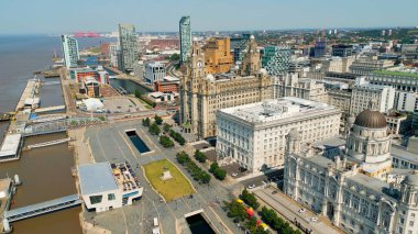 Flight over the city of Liverpool - drone photography