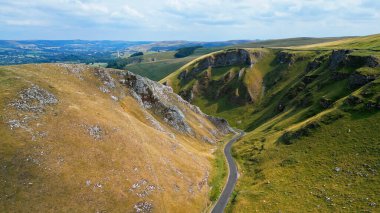 Amazing landscape of Peak District National Park - aerial view - drone photography
