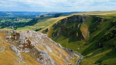 Winnats Pass at Peak District National Park - aerial view - drone photography
