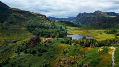 Amazing landscape of the Lake District National Park - Wrynose pass - drone photography