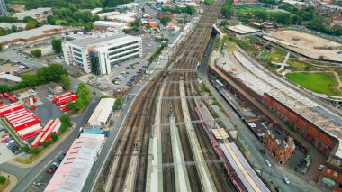 Manchester Piccadilly train station from above - MANCHESTER, UNITED KINGDOM - AUGUST 15, 2022