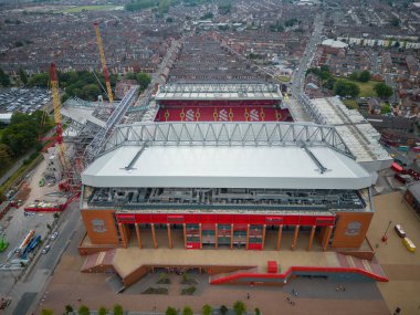 FC Liverpool 'un Anfield Stadyumu - hava manzaralı - Liverpool, Birleşik KINGDOM - 16 AĞUSTOS 2022
