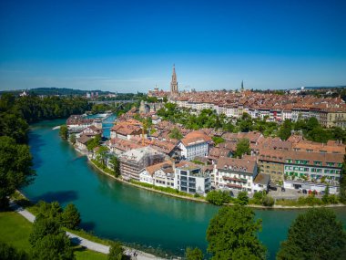 Historic district of Bern in Switzerland from above - the capital city evening view - travel photography