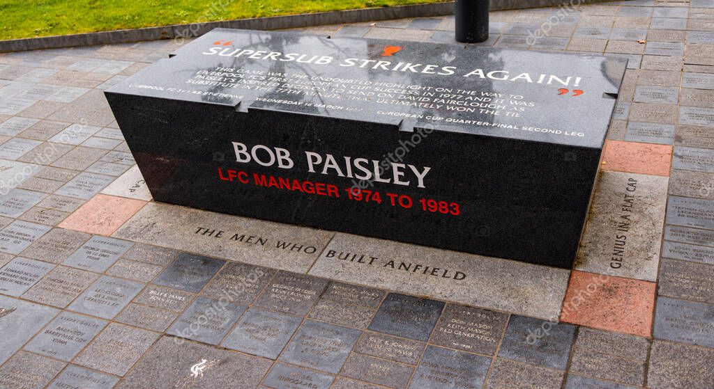 Bob Paisley Memorial at Walk of Fame in Anfield Stadium Liverpool - LIVERPOOL, UNITED KINGDOM - AUGUST 16, 2022