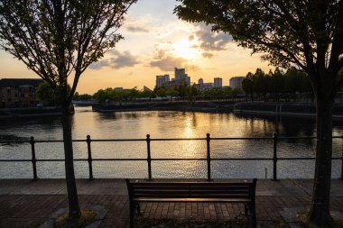 Salford Quays tramlink station in Manchester - MANCHESTER, UNITED KINGDOM - AUGUST 15, 2022