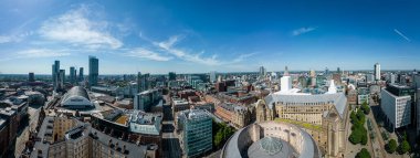 Manchester şehir merkezinde panoramik hava manzarası - seyahat fotoğrafçılığı