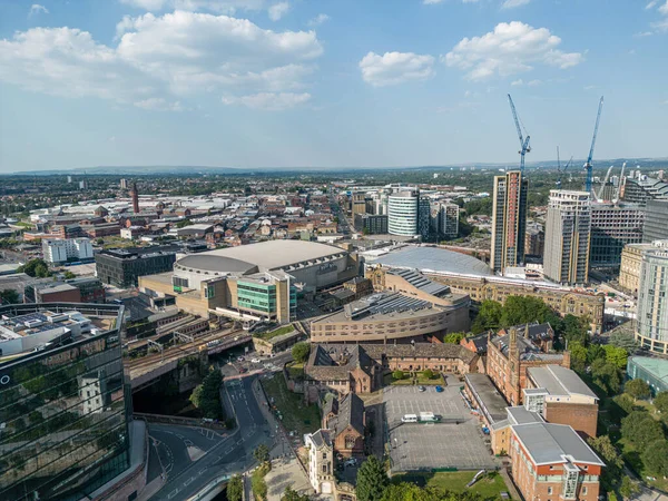 Luftaufnahme Über Manchester Und Die Manchester Arena Reisefotos — Stockfoto