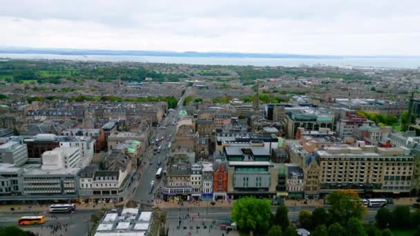 Das Stadtzentrum Von Edinburgh Von Oben Luftaufnahme Edinburgh Vereinigtes Königreich — Stockvideo