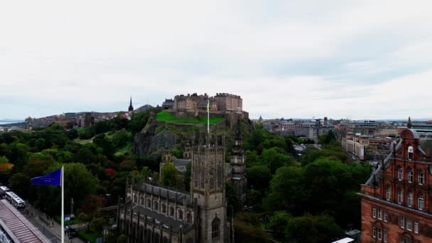 Вид Воздуха Эдинбургский Замок Касл Хилл Эдинбург Юнитед Кингдом Октября — стоковое видео