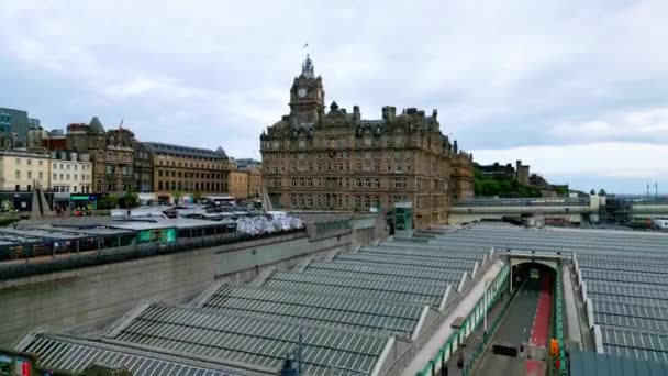 Hotel Balmoral Centro Cidade Edimburgo Vista Aérea Edinburgh Reino Unido — Vídeo de Stock