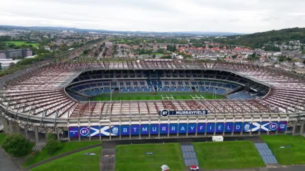 Estadio Murrayfield Edimburgo Desde Arriba Vista Aérea Edimburgo Reino Unido — Vídeos de Stock