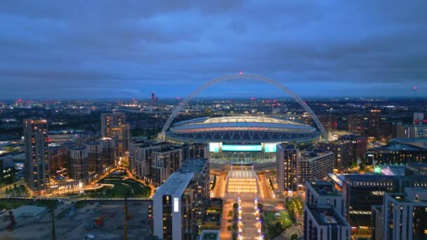 Wembley Stadium London Aerial View Evening London United Kingdom June — Vídeo de Stock