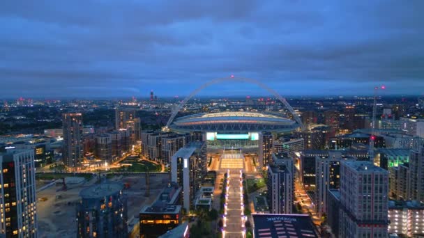 Stadion Wembley London Pemandangan Udara Malam Hari London United Kingdom — Stok Video