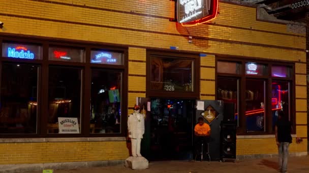 Beale Street Memphis Siedziba Blues Rock Music Legendarne Miejsce Memphis — Wideo stockowe