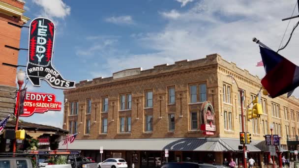 Leddys Hand Made Boots Fort Worth Stockyards Historic District Fort — Stock video
