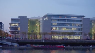 Citibank Dublin in the evening - CITY OF DUBLIN, IRELAND - APRIL 20, 2022