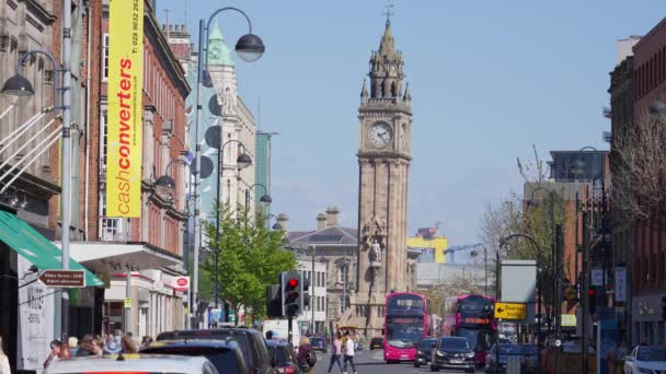 Πεζόδρομος Στο Κέντρο Της Πόλης Μπέλφαστ Belfast Ηνωμενο Βασιλειο Απριλιου — Αρχείο Βίντεο