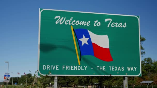 Welcome Texas Street Sign Highway Caddo Lake Texas November 2022 — Stock Video