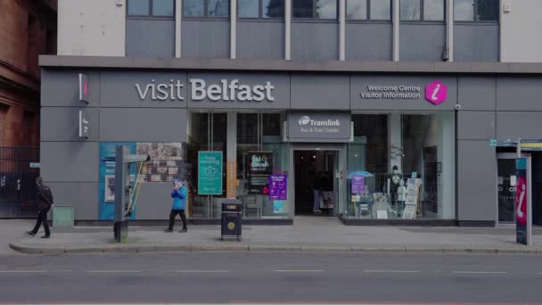 Κέντρο Ενημέρωσης Επισκεπτών Στο Κέντρο Της Πόλης Του Μπέλφαστ Belfast — Αρχείο Βίντεο