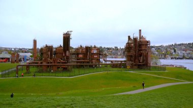 Famous landmark in Seattle - The Gasworks Park - SEATTLE, WASHINGTON - APRIL 11, 2017