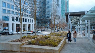 Street view in Vancouver downtown - CITY OF VANCOUVER, CANADA - APRIL 12, 2017