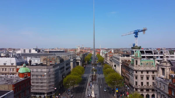 Berühmte Connell Street Mit Kirchturm Dublin Von Oben Luftaufnahme Drohne — Stockfoto