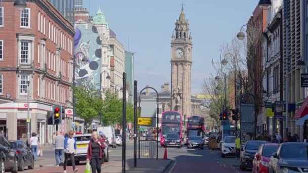 Pedestrian Zone City Center Belfast Belfast United Kingdom April 2022 — Vídeo de Stock
