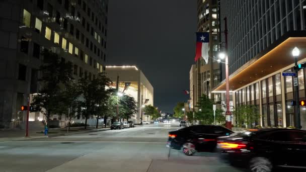Straßenansicht Houston Innenstadt Bei Nacht Houston Texas November 2022 — Stockvideo