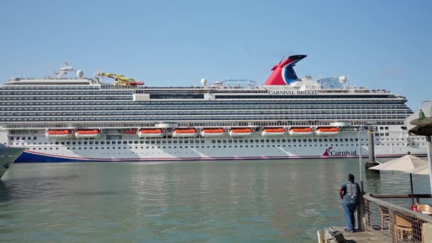 Carnival Breeze Cruise Liner Galveston Galveston Texas November 2022 — Stock Video
