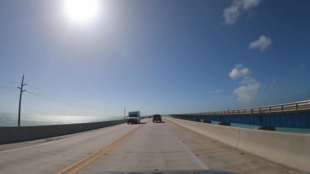 Pov Drive Overseas Highway Florida Keys Key West Usa February — 图库视频影像