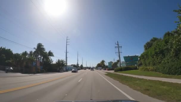 Pov บรถบนทางหลวงในต างประเทศท ฟลอร ดาค Key West สหร ฐอเมร มภาพ — วีดีโอสต็อก