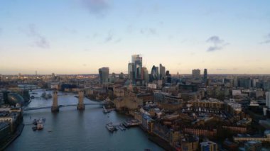 London in the early morning - aerial view - LONDON, UNITED KINGDOM - DECEMBER 18, 2022