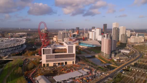 City London Stratford Aerial View London United Kingdom December 2022 — Video Stock