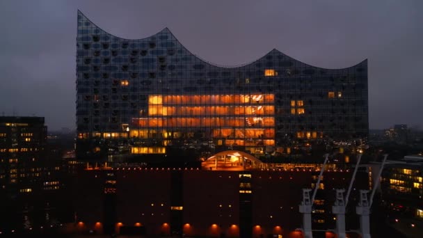 Amazing Night View Elbphilharmonie Concert Hall Hamburg City Hamburg Germany — 비디오