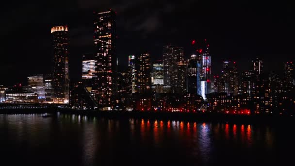 Skyline Canary Wharf Night Zgârie Nori London London United Kingdom — Videoclip de stoc