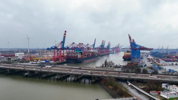 Widok Lotu Ptaka Port Hamburgu Miasto Hamburg Niemcy Grudzień 2022 — Wideo stockowe