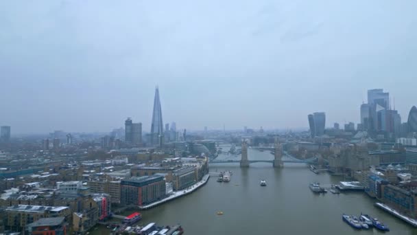 River Thames London Mist Foggy Day London United Kingdom December — Stock video