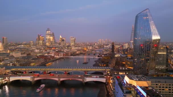 City London Por Noche Vista Aérea Londres Reino Unido Diciembre — Vídeos de Stock