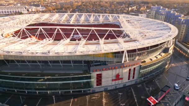 Emirates Stadium Siedziba Londyńskiego Klubu Piłkarskiego Arsenal Widok Lotu Ptaka — Wideo stockowe