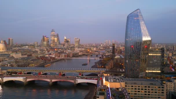 City London Evening Aerial View London United Kingdom December 2022 — Stok Video