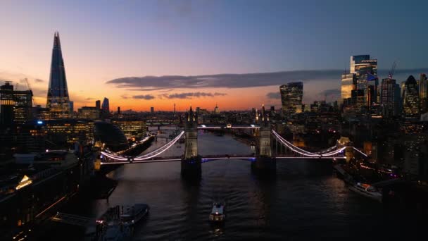 Londres Con Río Támesis Puente Torre Vista Aérea Increíble Por — Vídeos de Stock