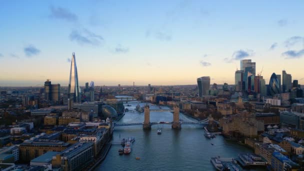 Aerial View Tower Bridge City London London United Kingdom December — Vídeos de Stock