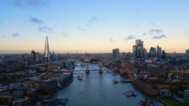 Aerial View Tower Bridge City London London United Kingdom December — Stockvideo
