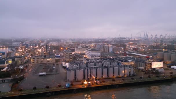 Hywax Chemical Plant Hamburg Aerial View Drone City Hamburg Germany — Stockvideo