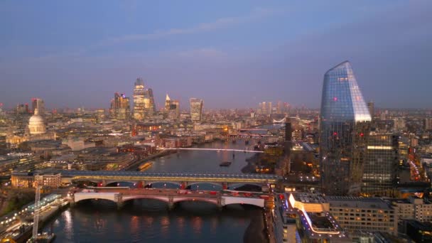 City London Večerních Hodinách Letecký Pohled Londýn Spojené Království Prosince — Stock video