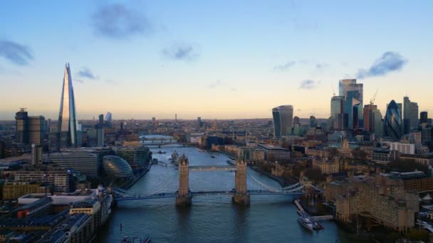 Aerial View Tower Bridge City London London United Kingdom December — Wideo stockowe