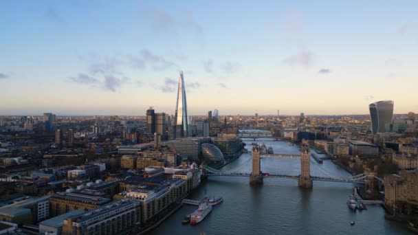 London Early Morning Aerial View London United Kingdom December 2022 — Stockvideo