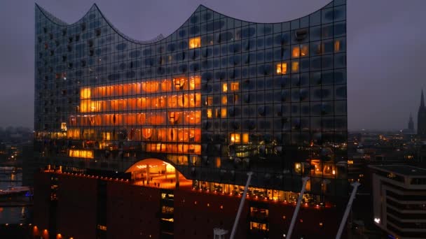 Amazing Night View Elbphilharmonie Concert Hall Hamburg City Hamburg Germany — Video Stock