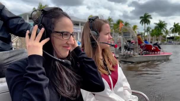 Туры Воздушных Лодках Эверглейдс Являются Туристическим Событием Флориде Everglades City — стоковое видео