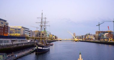 Old sailing boat on River Liffey in Dublin - Ireland travel photography